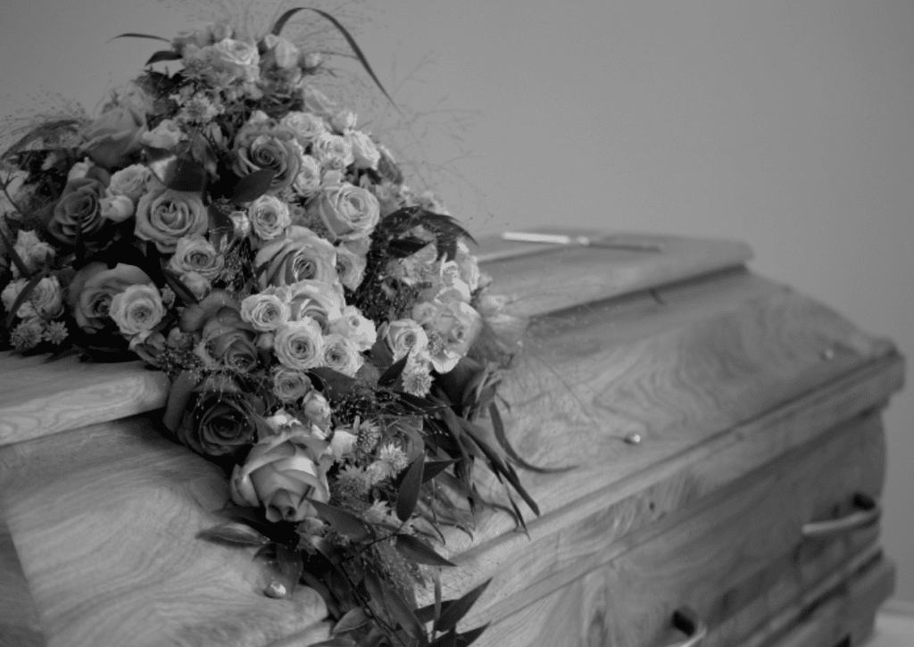 Flowers on casket