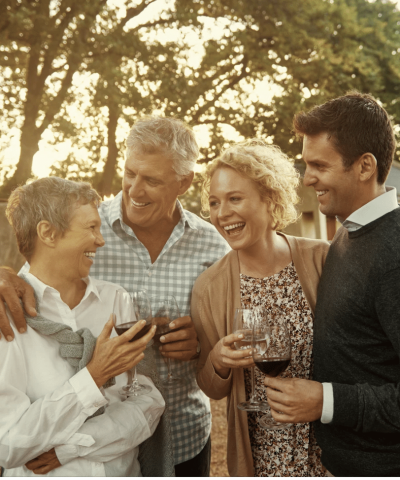 family celebrating good life