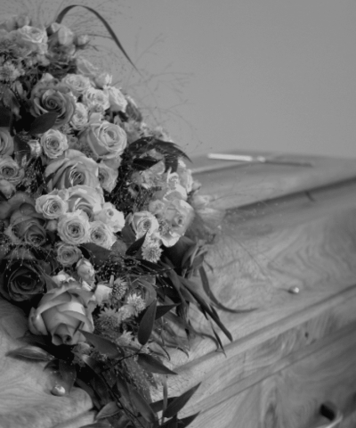 Flowers on casket